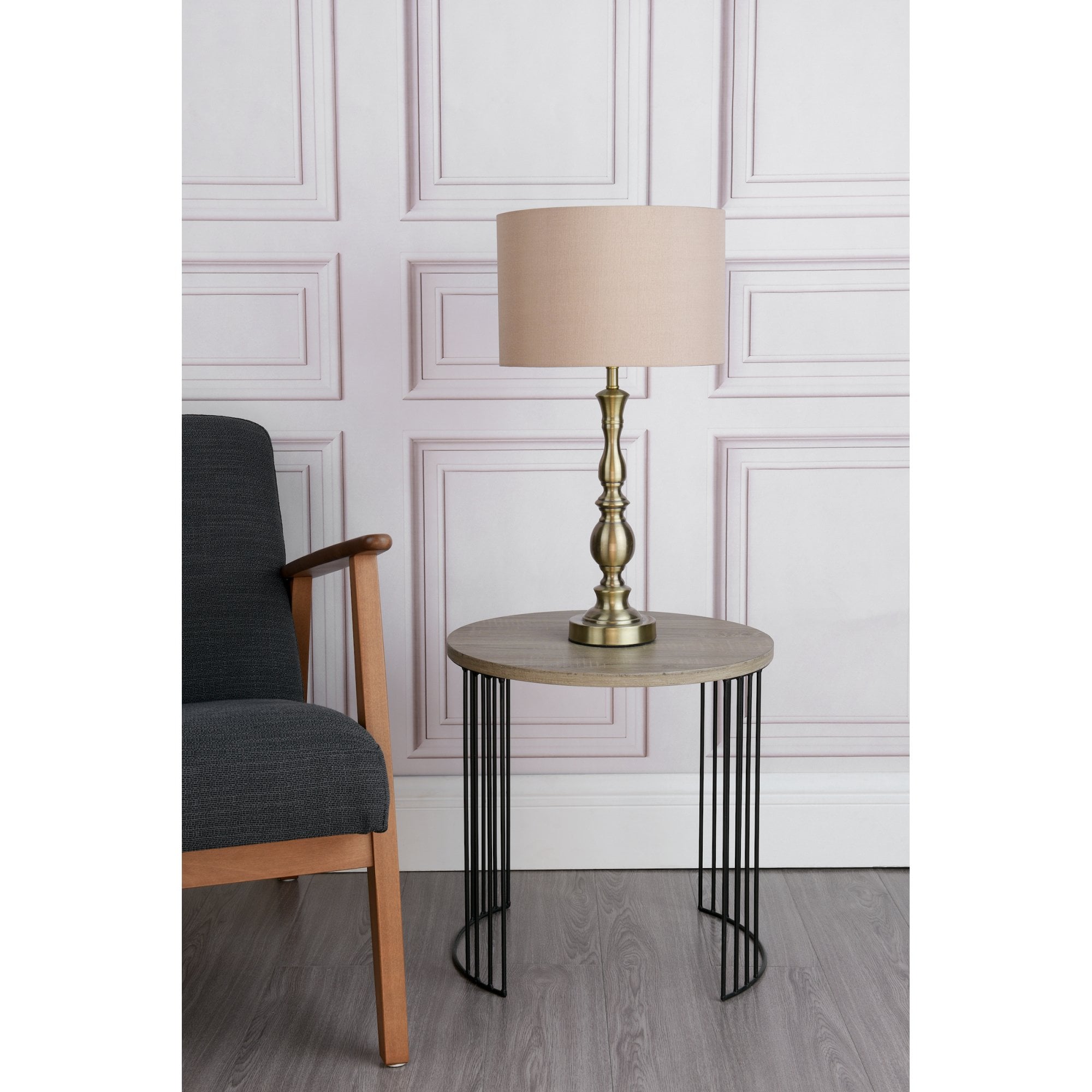 Madrid Antique Brass Table Lamp With Silk Shade MAD4275
