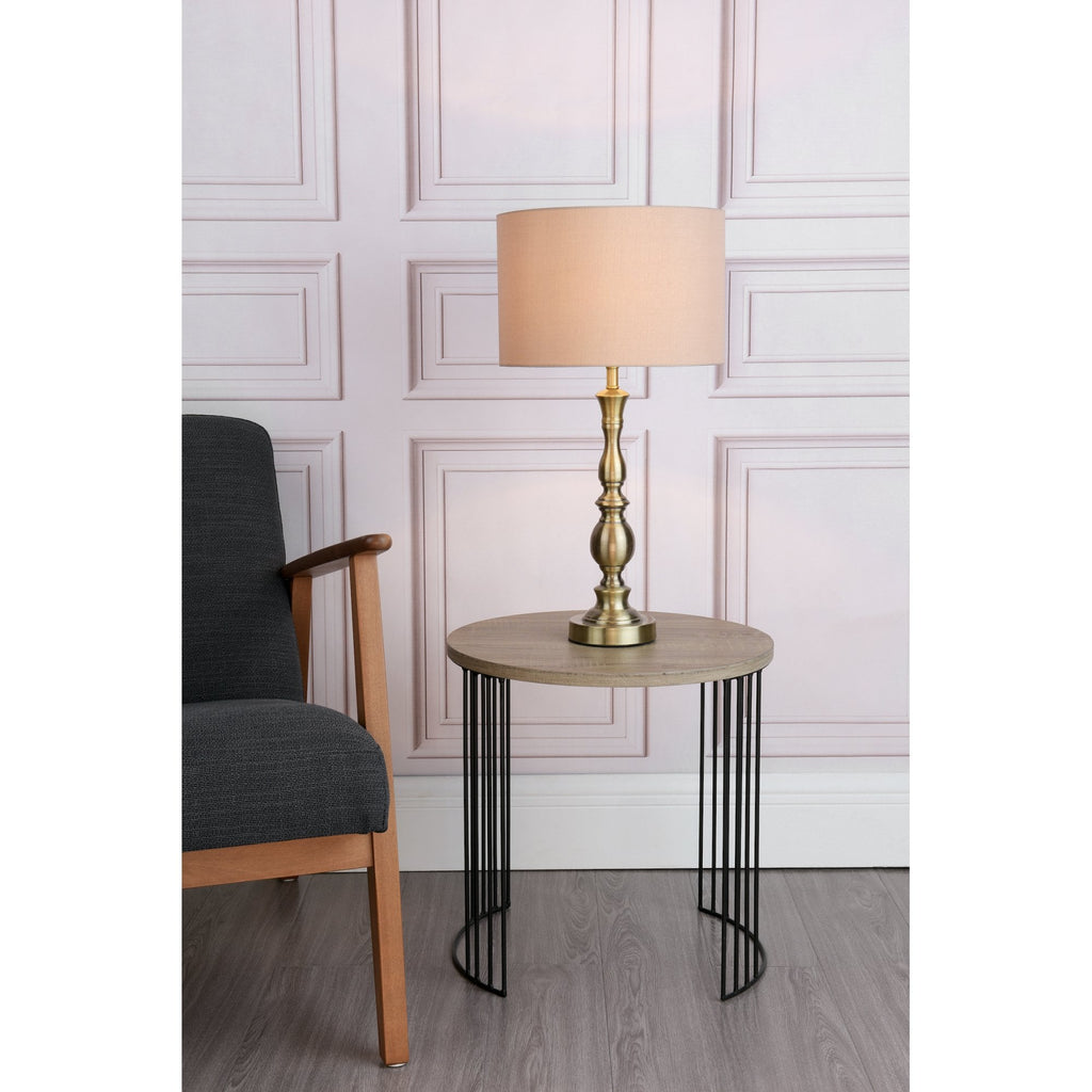 Madrid Antique Brass Table Lamp With Silk Shade MAD4275