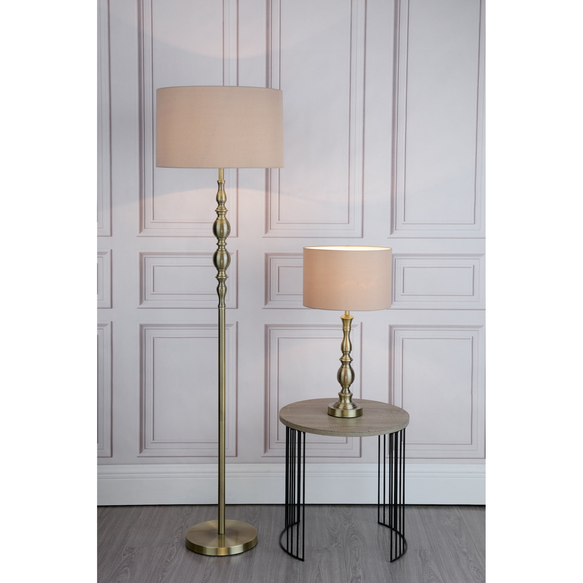Madrid Antique Brass Table Lamp With Silk Shade MAD4275