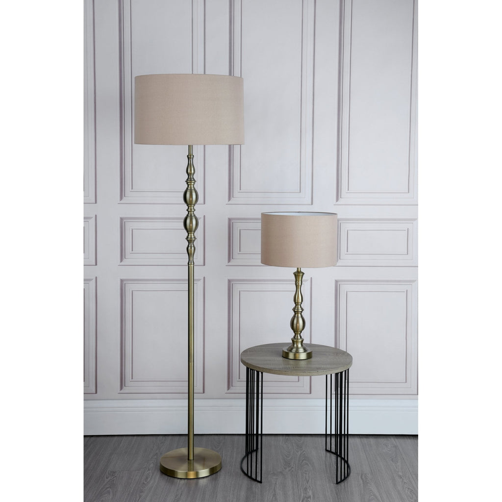 Madrid Antique Brass Table Lamp With Silk Shade MAD4275