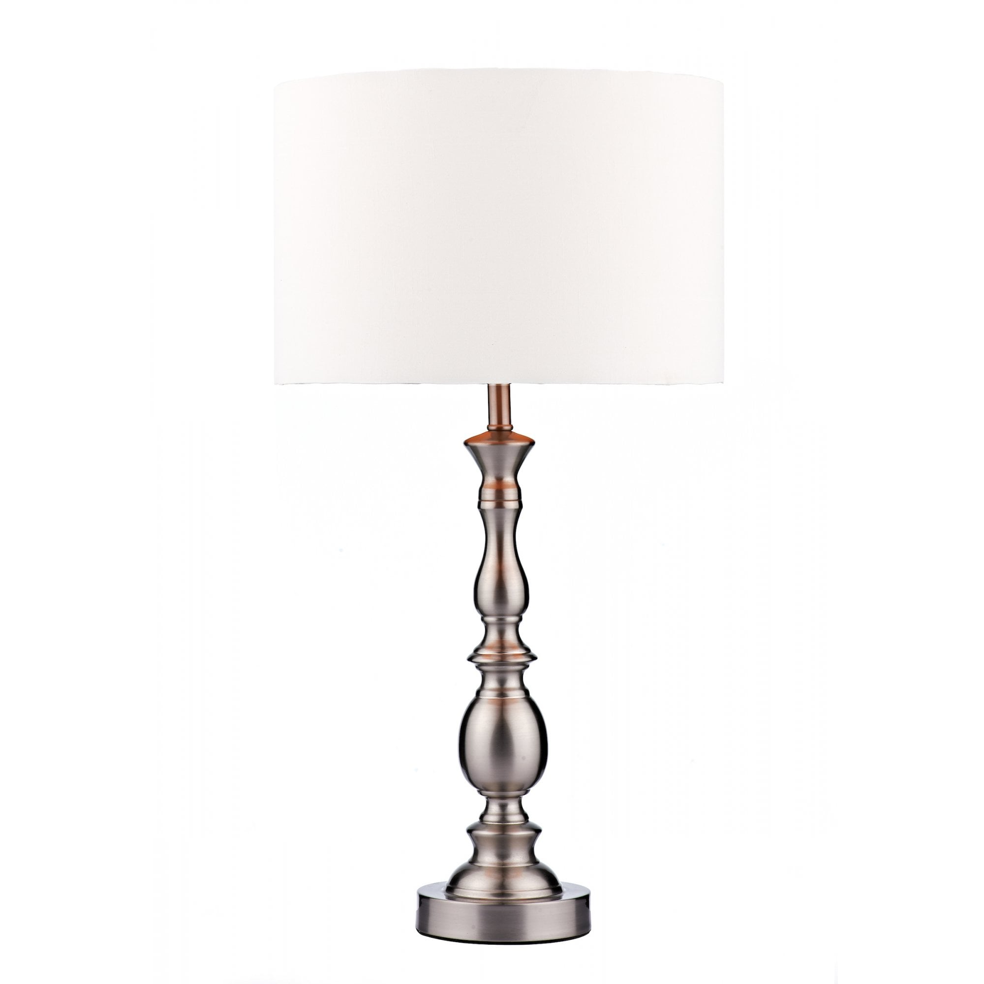 Madrid Satin Chrome Table Lamp With Silk Shade MAD4246