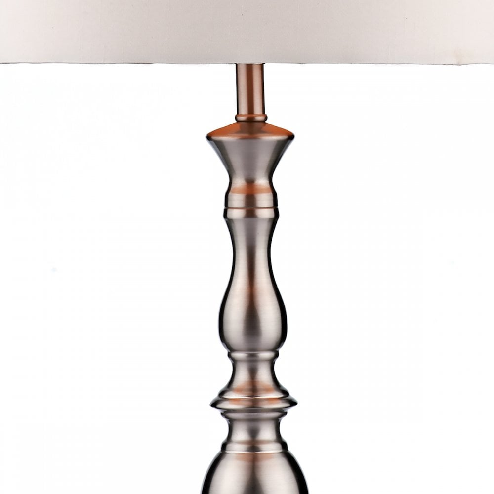 Madrid Satin Chrome Table Lamp With Silk Shade MAD4246