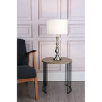 Madrid Satin Chrome Table Lamp With Silk Shade MAD4246