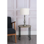 Madrid Satin Chrome Table Lamp With Silk Shade MAD4246