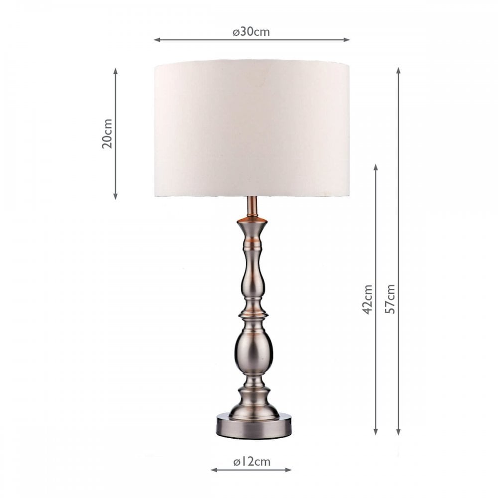 Madrid Satin Chrome Table Lamp With Silk Shade MAD4246