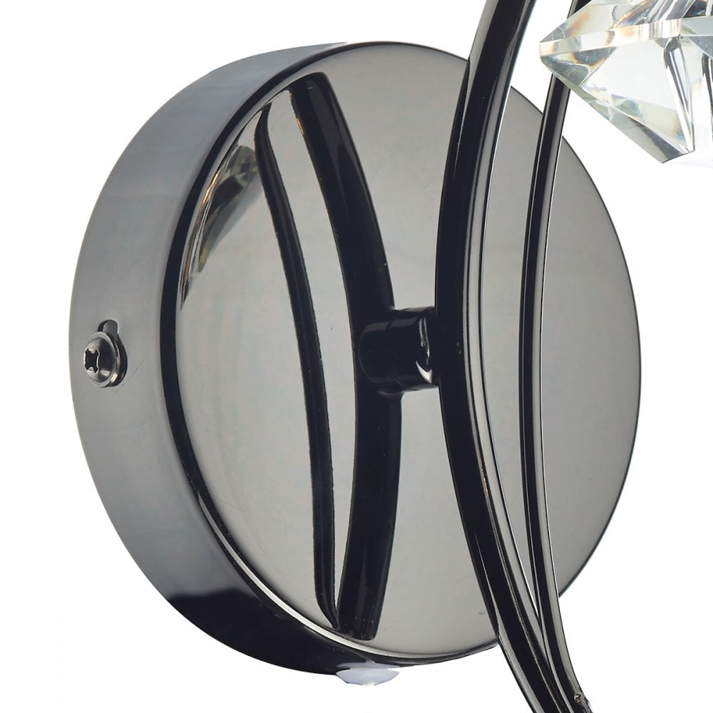 Luther Single Switched Crystal Wall Light in Black Chrome - LUT0767