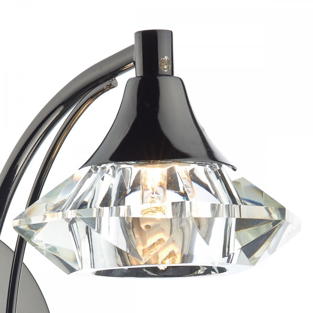 Luther Single Switched Crystal Wall Light in Black Chrome - LUT0767