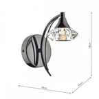 Luther Single Switched Crystal Wall Light in Black Chrome - LUT0767