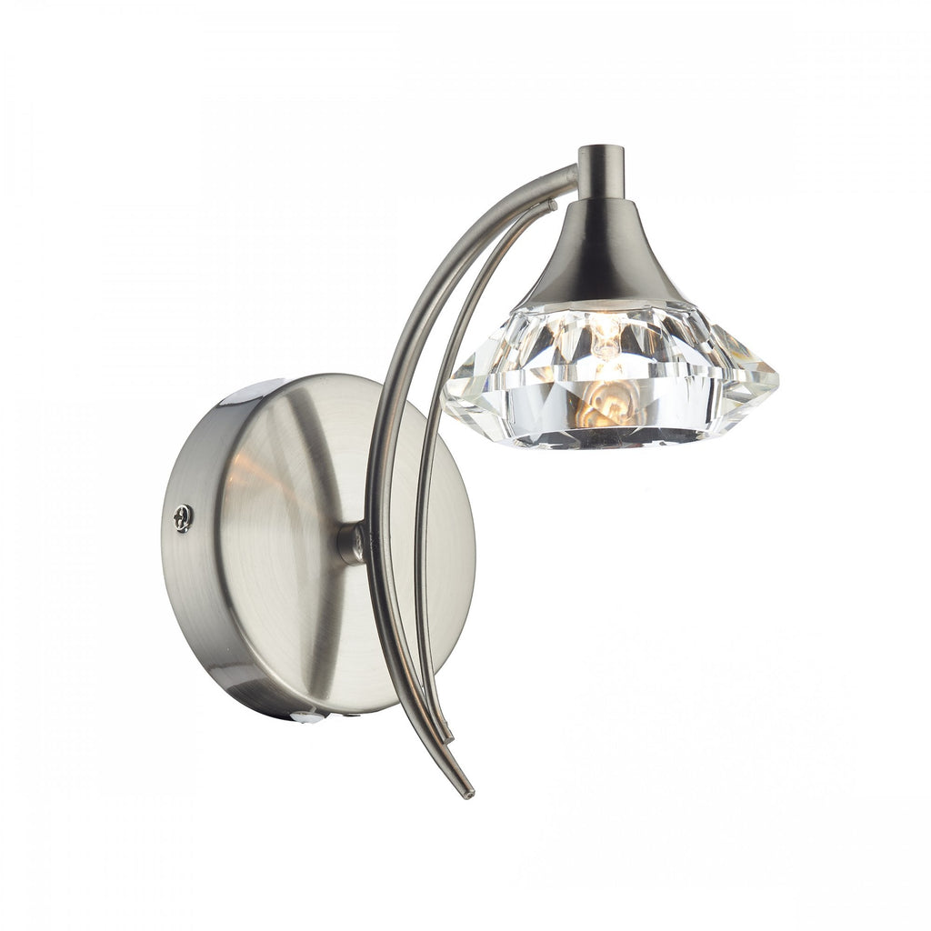 Luther Single Crystal Wall Light in Satin Chrome - LUT0746