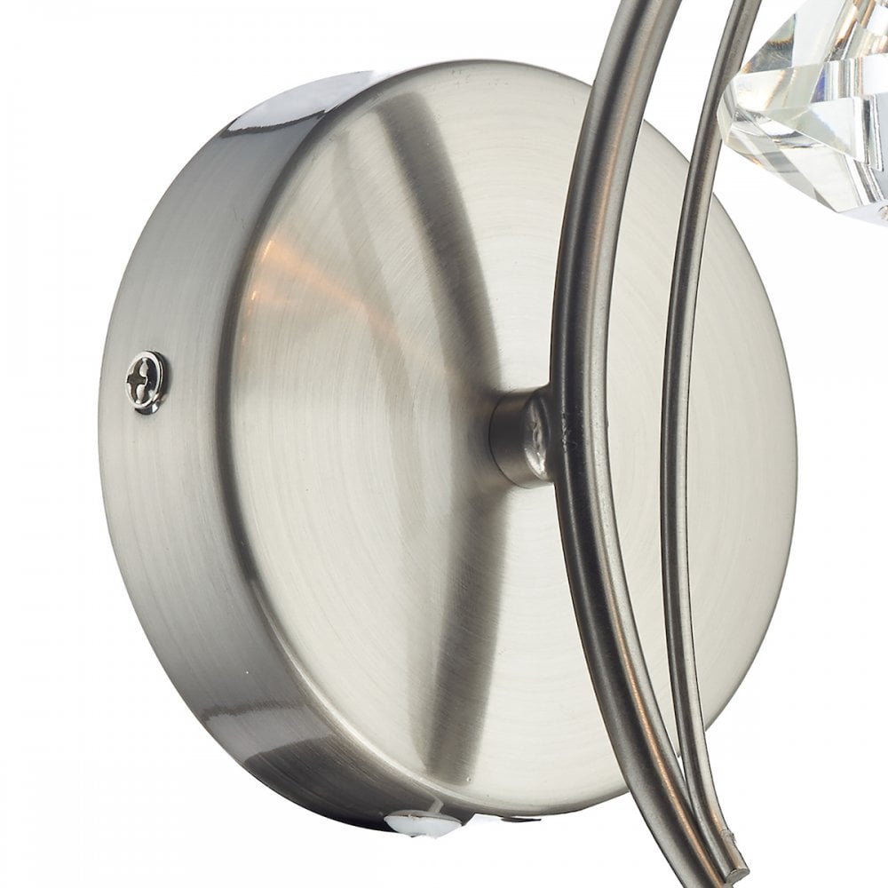 Luther Single Crystal Wall Light in Satin Chrome - LUT0746