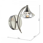 Luther Single Crystal Wall Light in Satin Chrome - LUT0746