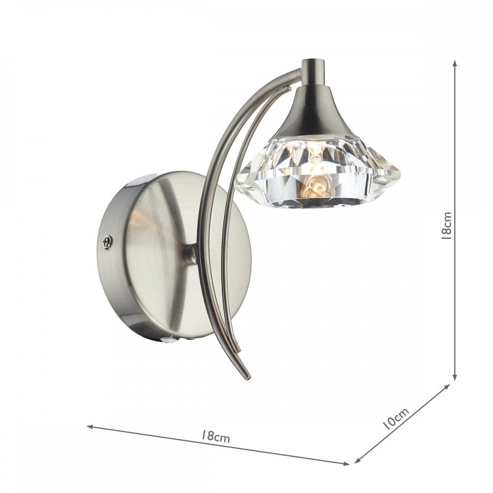 Luther Single Crystal Wall Light in Satin Chrome - LUT0746