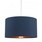 Timon Modern Silk Drum Easy Fit Ceiling Pendant In Navy Faux Silk Finish TIM6523