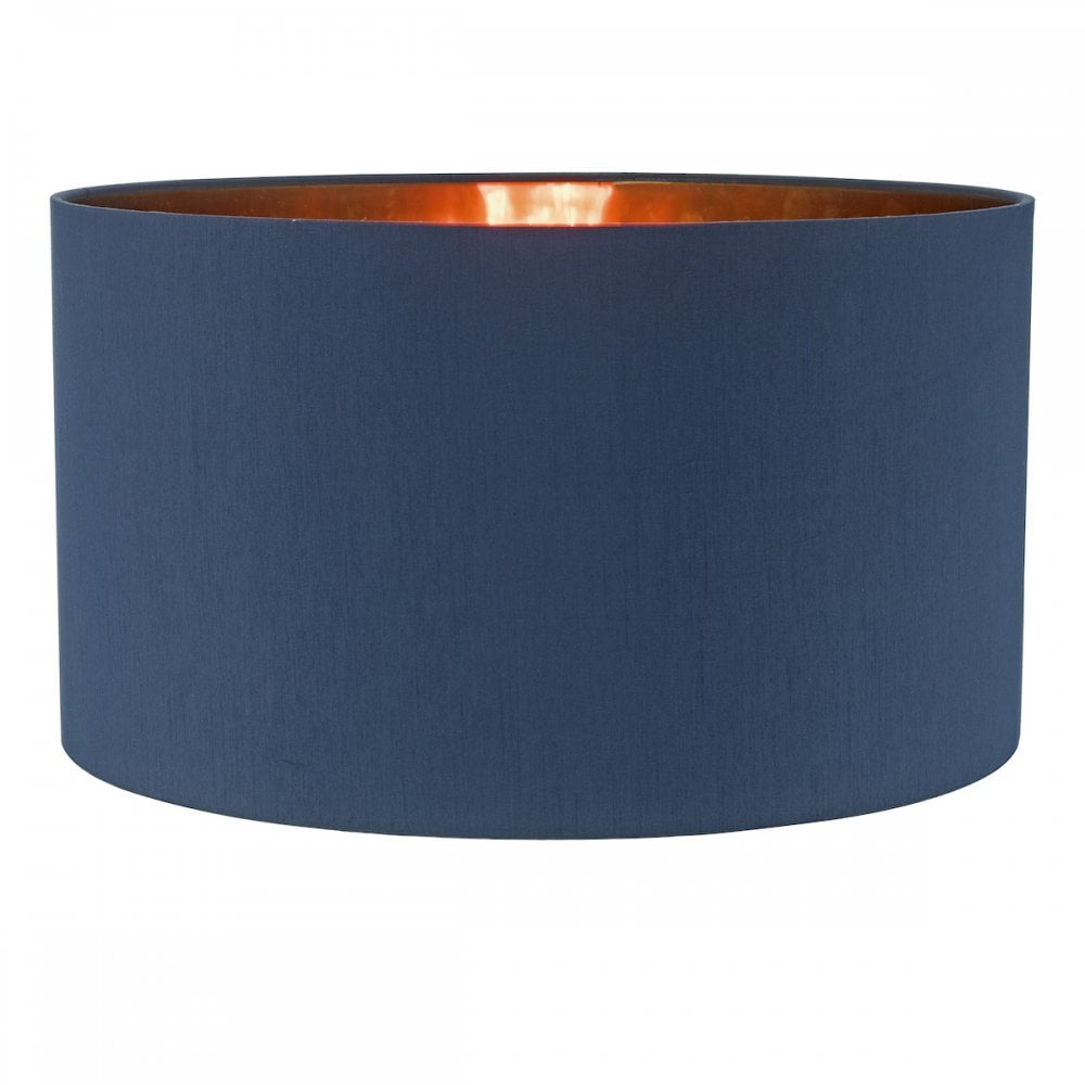 Timon Modern Silk Drum Easy Fit Ceiling Pendant In Navy Faux Silk Finish TIM6523
