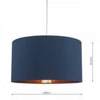 Timon Modern Silk Drum Easy Fit Ceiling Pendant In Navy Faux Silk Finish TIM6523