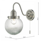Tamara Classic Wall Light With Clear Ribbed Glass Shade TAM0738