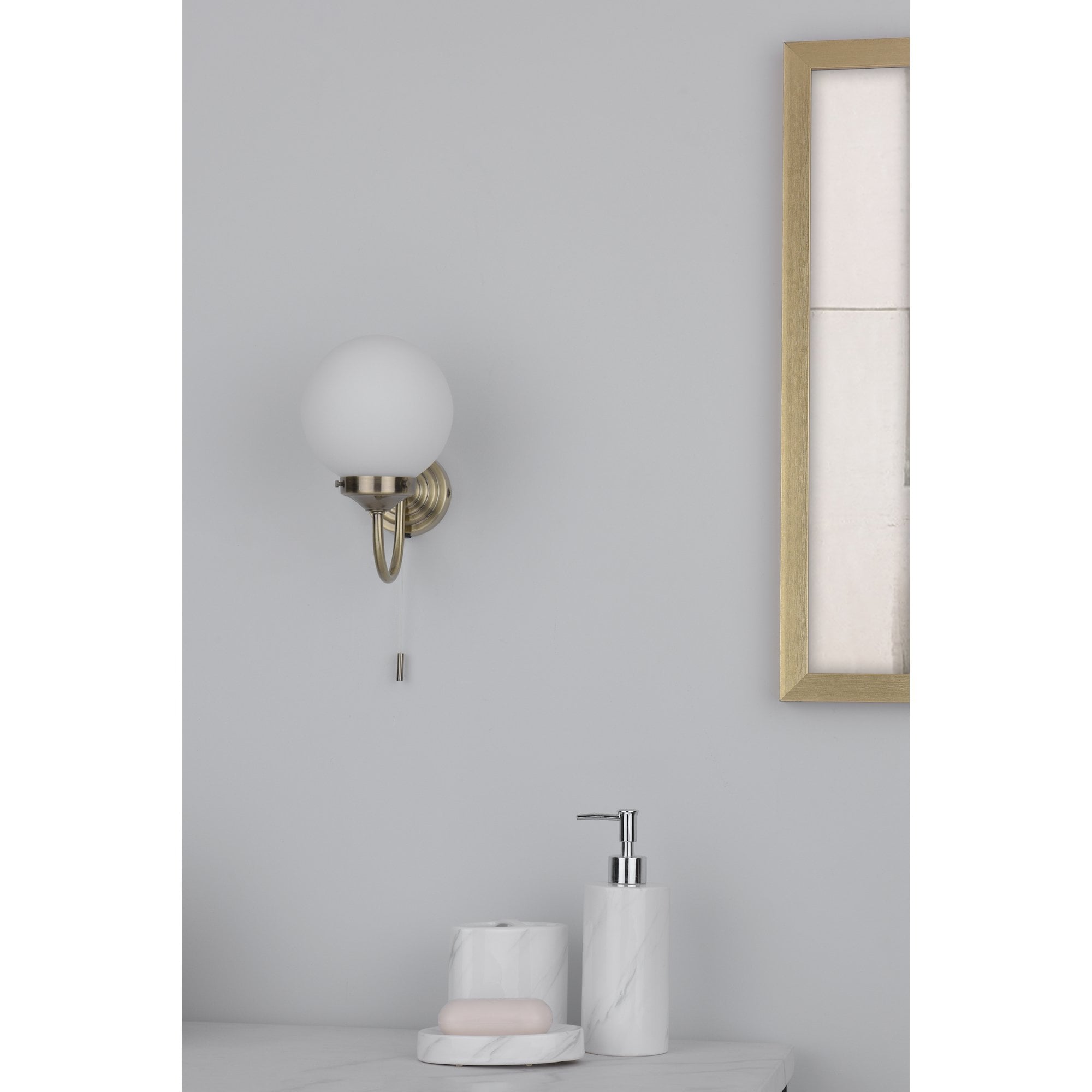 BAR0775 Barclay Antique Brass Bathroom Wall Light