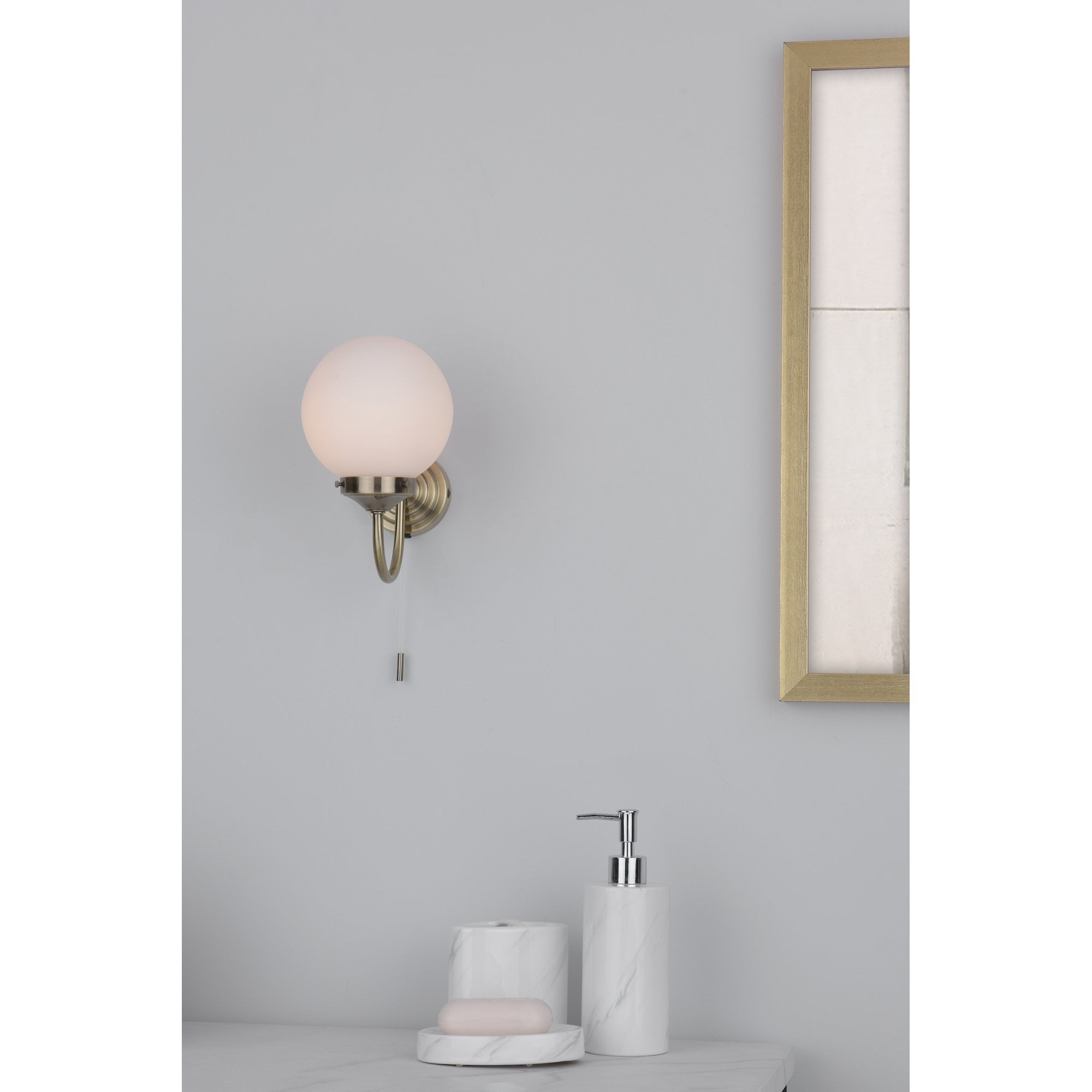 BAR0775 Barclay Antique Brass Bathroom Wall Light