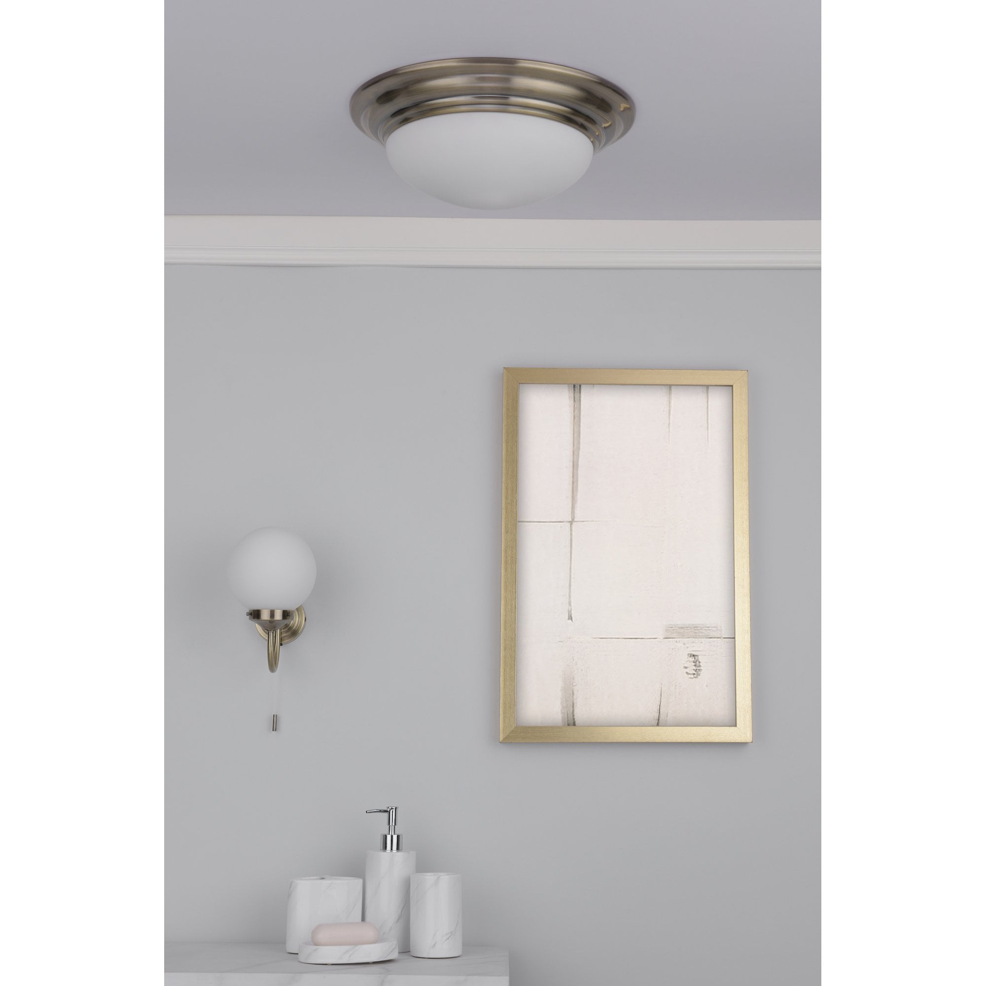 BAR0775 Barclay Antique Brass Bathroom Wall Light