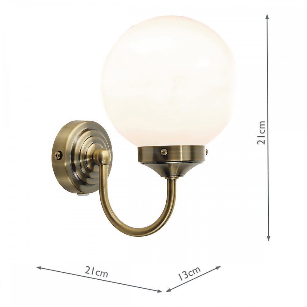 BAR0775 Barclay Antique Brass Bathroom Wall Light