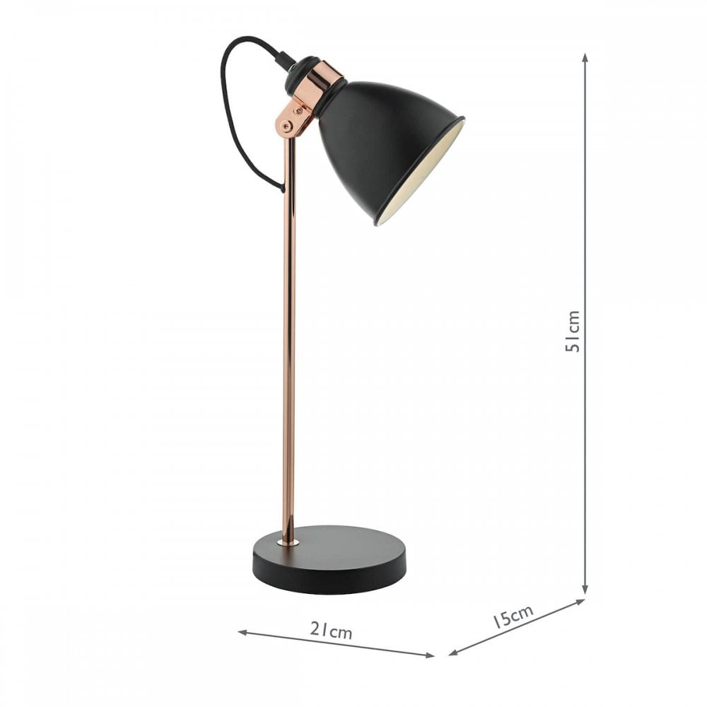 Frederick Modern Task Lamp In Black And Copper Finish FRE4222