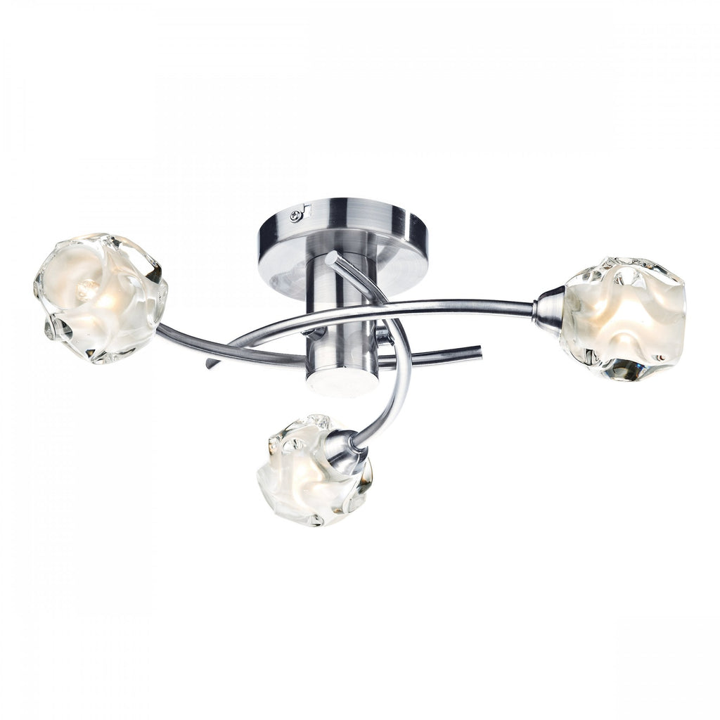 Seattle Decorative 3 Light Semi Flush Ceiling Light In Satin Chrome Finish SEA5346