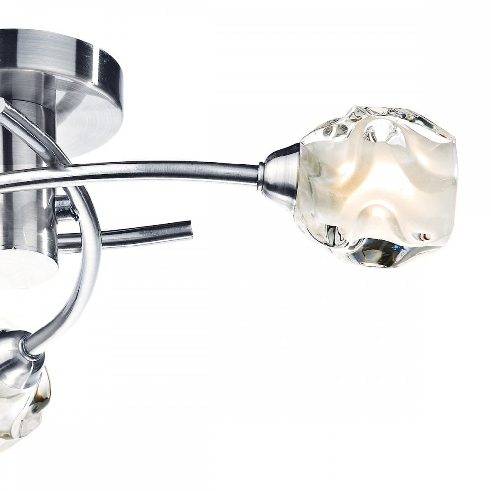 Seattle Decorative 3 Light Semi Flush Ceiling Light In Satin Chrome Finish SEA5346