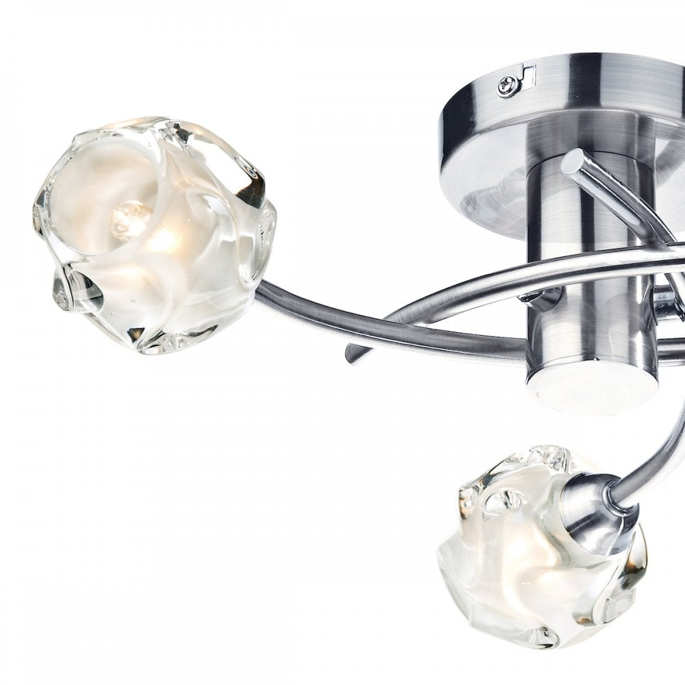 Seattle Decorative 3 Light Semi Flush Ceiling Light In Satin Chrome Finish SEA5346
