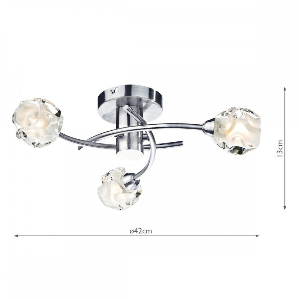 Seattle Decorative 3 Light Semi Flush Ceiling Light In Satin Chrome Finish SEA5346