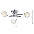 Seattle Decorative 3 Light Semi Flush Ceiling Light In Satin Chrome Finish SEA5346
