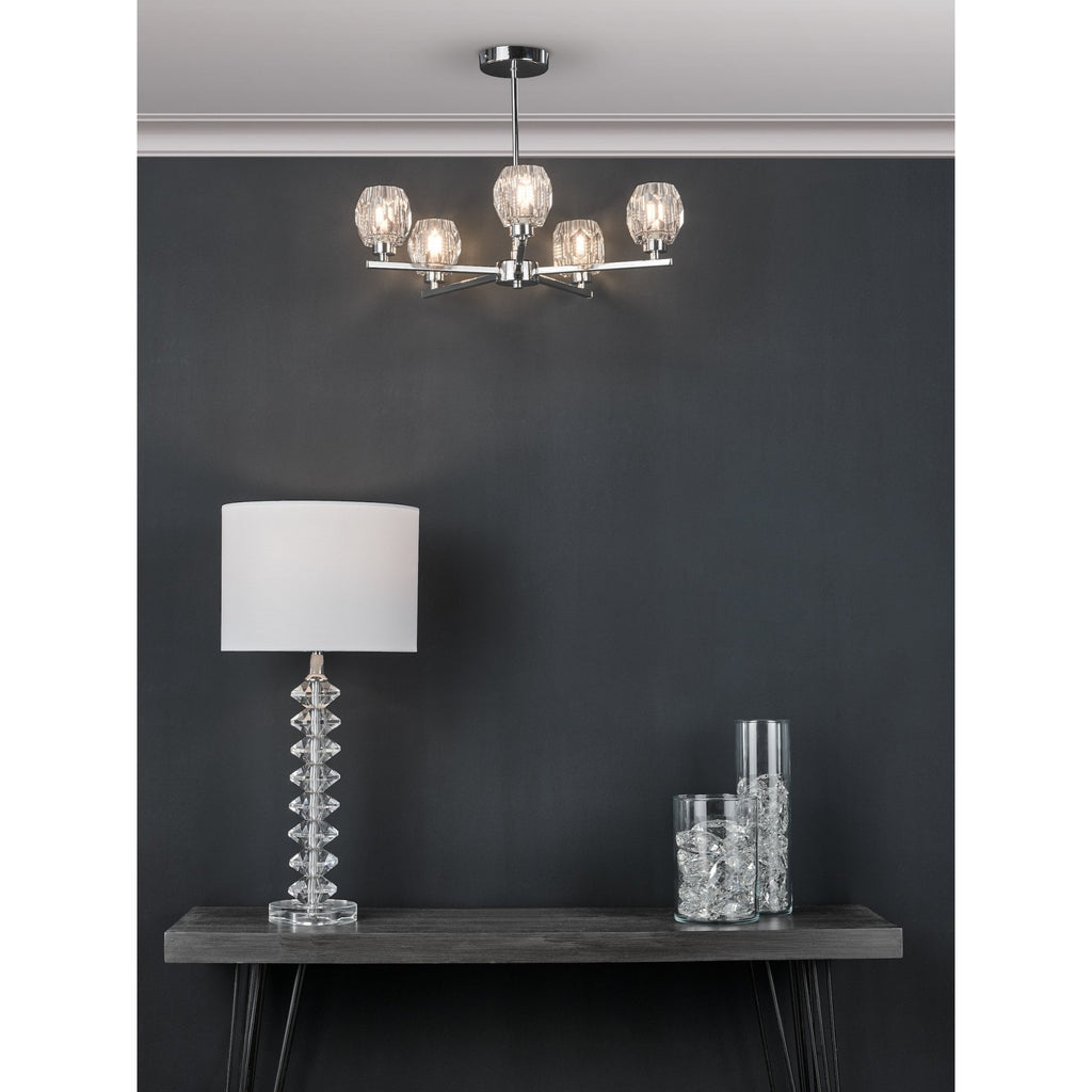 Mina Contemporary Crystal Table Lamp With Cream Shade MIN4208