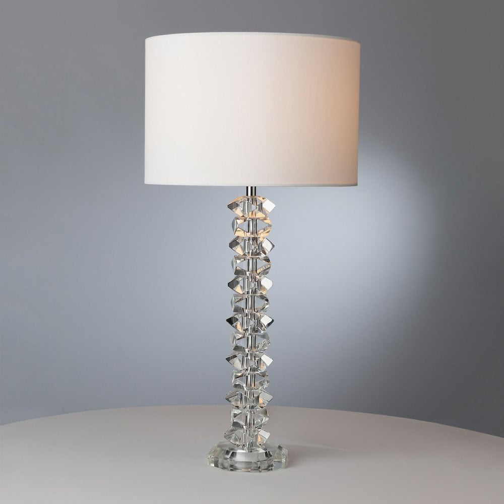 Mina Contemporary Crystal Table Lamp With Cream Shade MIN4208