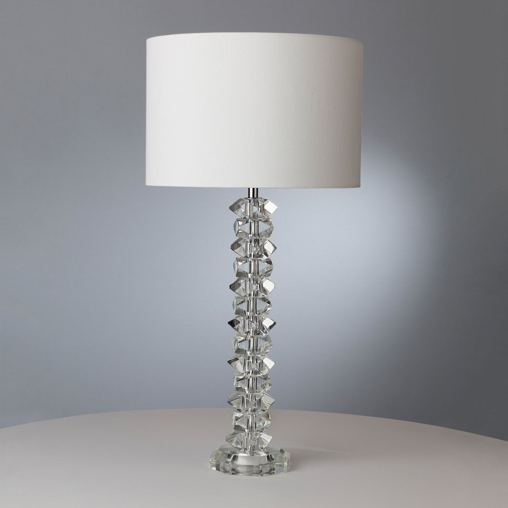 Mina Contemporary Crystal Table Lamp With Cream Shade MIN4208
