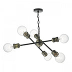 Brigade 6 Light Ceiling Pendant Light In Black And Antique Brass Finish BRI0654