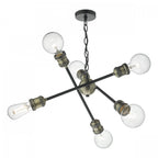 Brigade 6 Light Ceiling Pendant Light In Black And Antique Brass Finish BRI0654