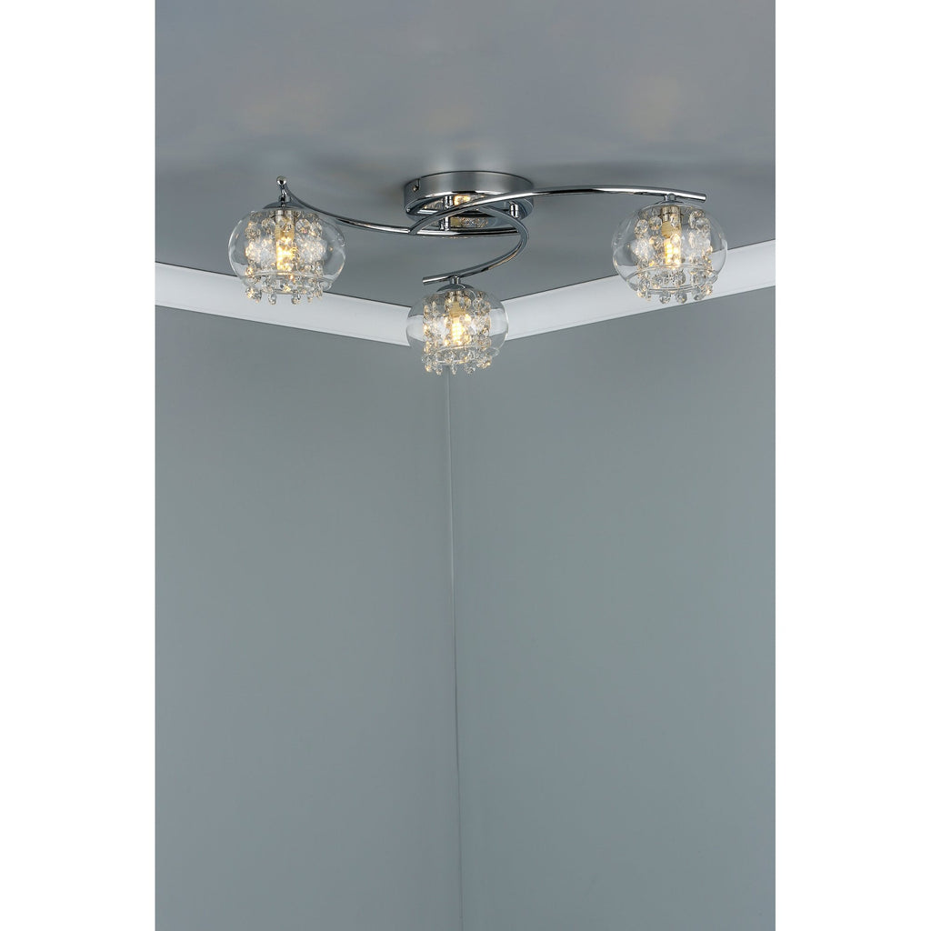 Elma Decorative 3 Light Semi Flush Ceiling Light In Chrome Finish ELM5350