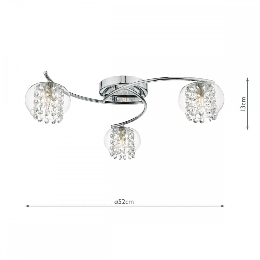 Elma Decorative 3 Light Semi Flush Ceiling Light In Chrome Finish ELM5350