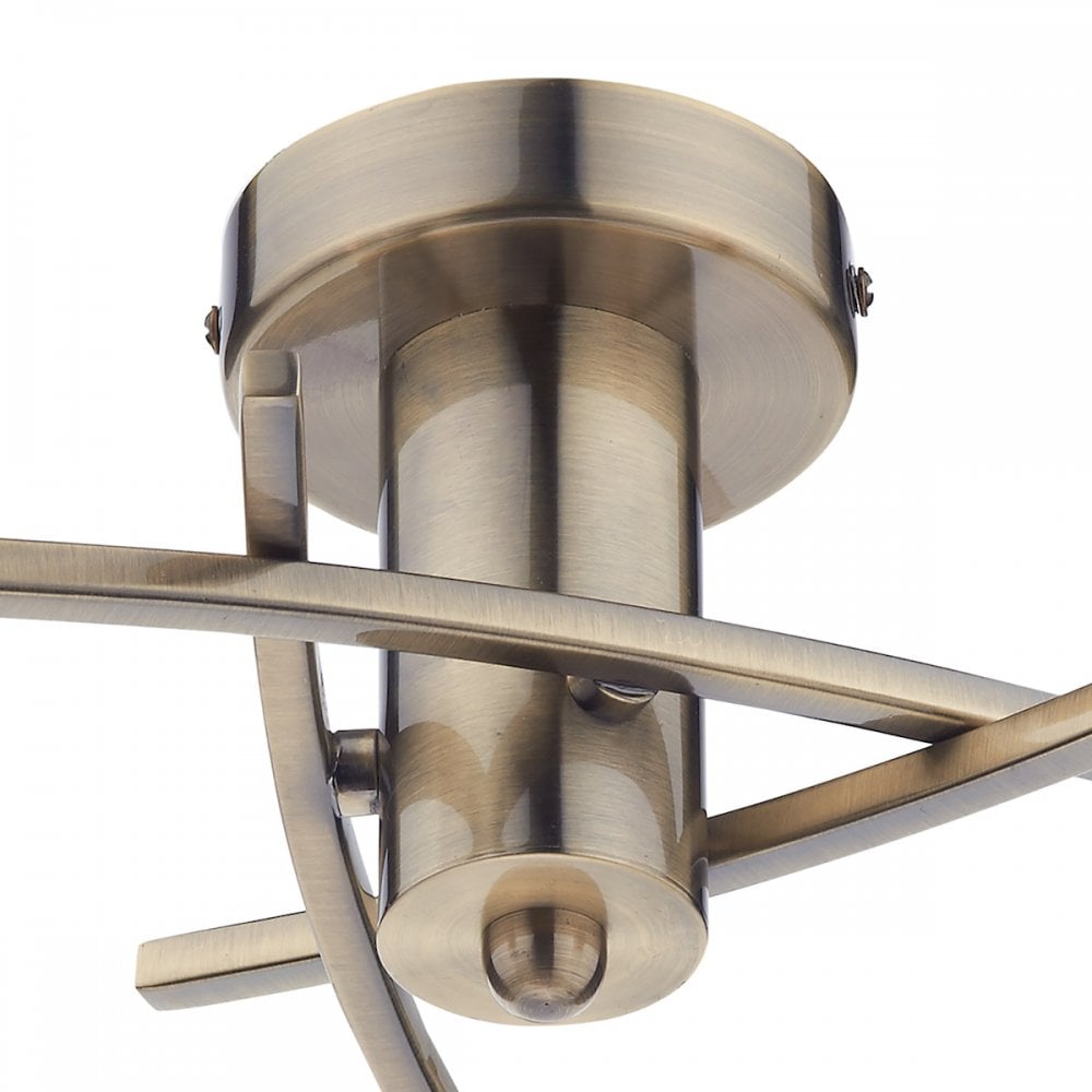 MOR0375 Morgan 3lt  Flush Ceiling Light Antique Brass