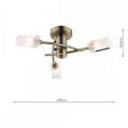 MOR0375 Morgan 3lt  Flush Ceiling Light Antique Brass