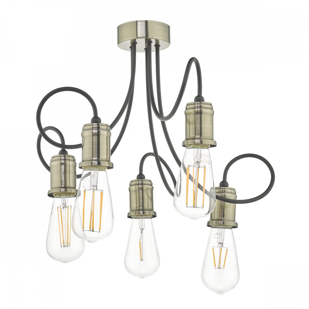 Alzbet 5 Light Semi Flush Ceiling Light In Antique Brass Finish ALZ5475