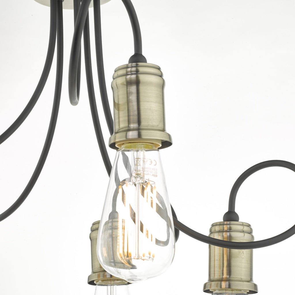 Alzbet 5 Light Semi Flush Ceiling Light In Antique Brass Finish ALZ5475