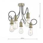 Alzbet 5 Light Semi Flush Ceiling Light In Antique Brass Finish ALZ5475