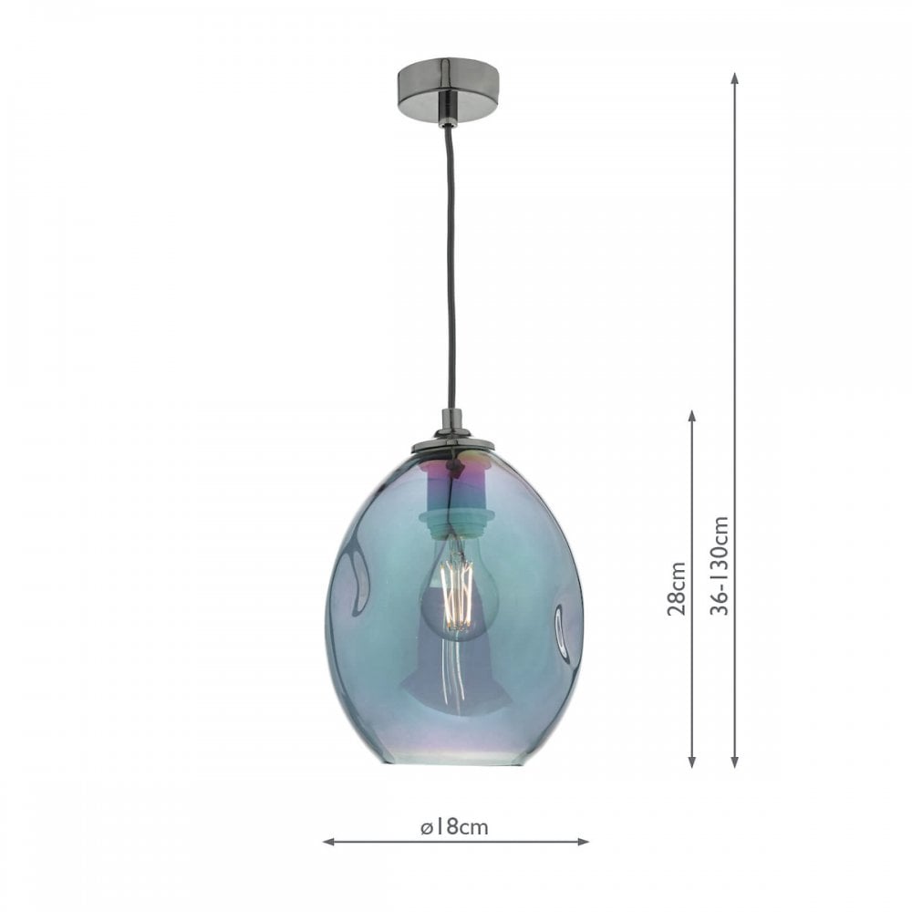 Rogan Modern Ceiling Pendant Light With Iridised Glass ROG0155
