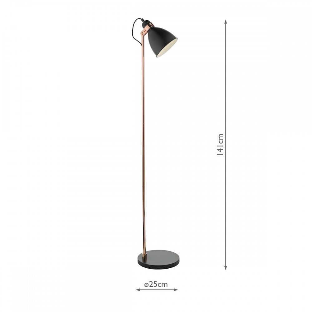 Frederick Modern Floor Lamp In Black And Copper Finish FRE4922