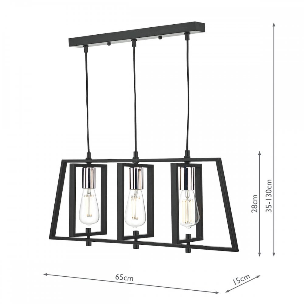 Dax Stylish Ceiling Bar Pendant Light In Chrome And Black Finish DAX0350