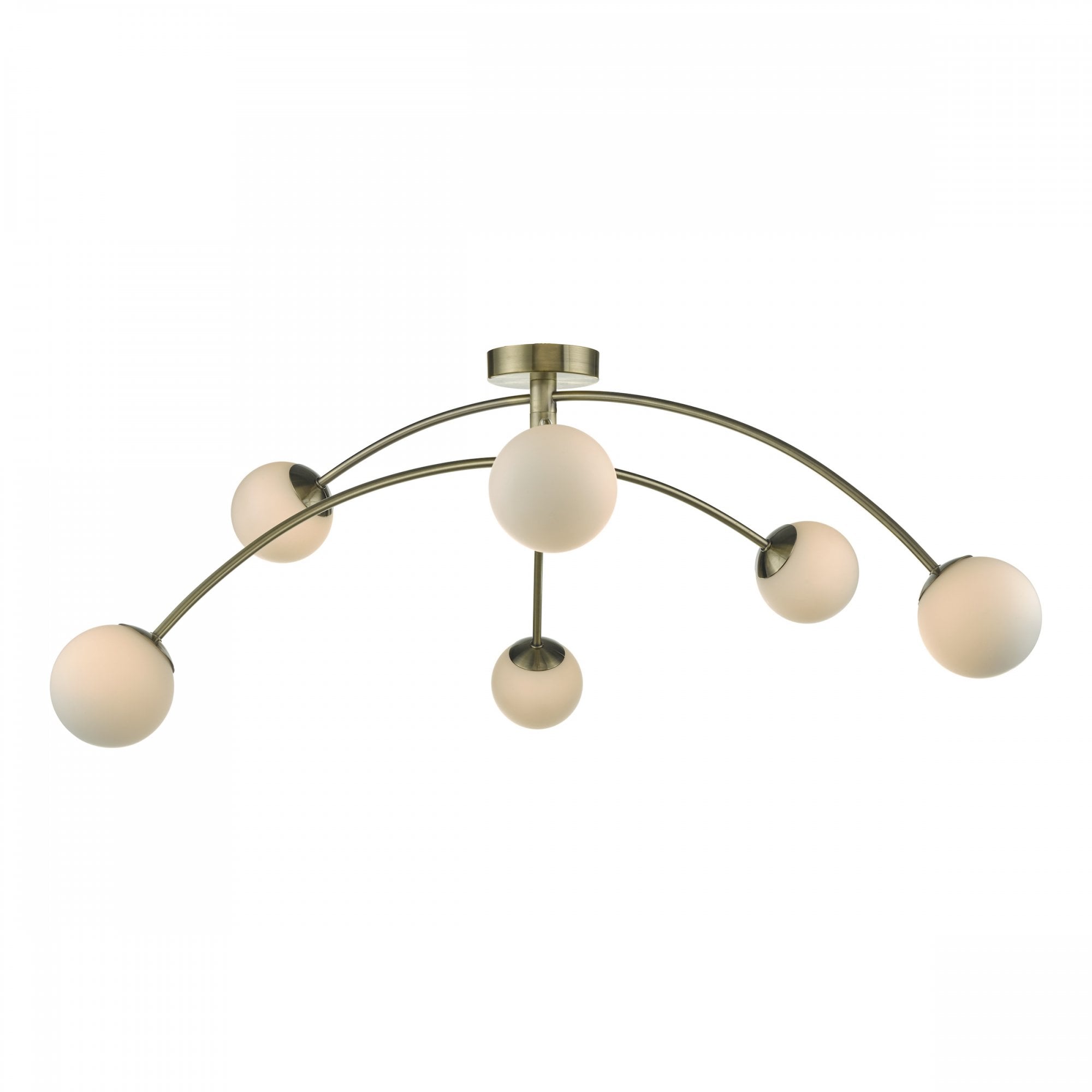 Puglia 6 Light Semi Flush Ceiling Light In Antique Brass Finish PUG6475
