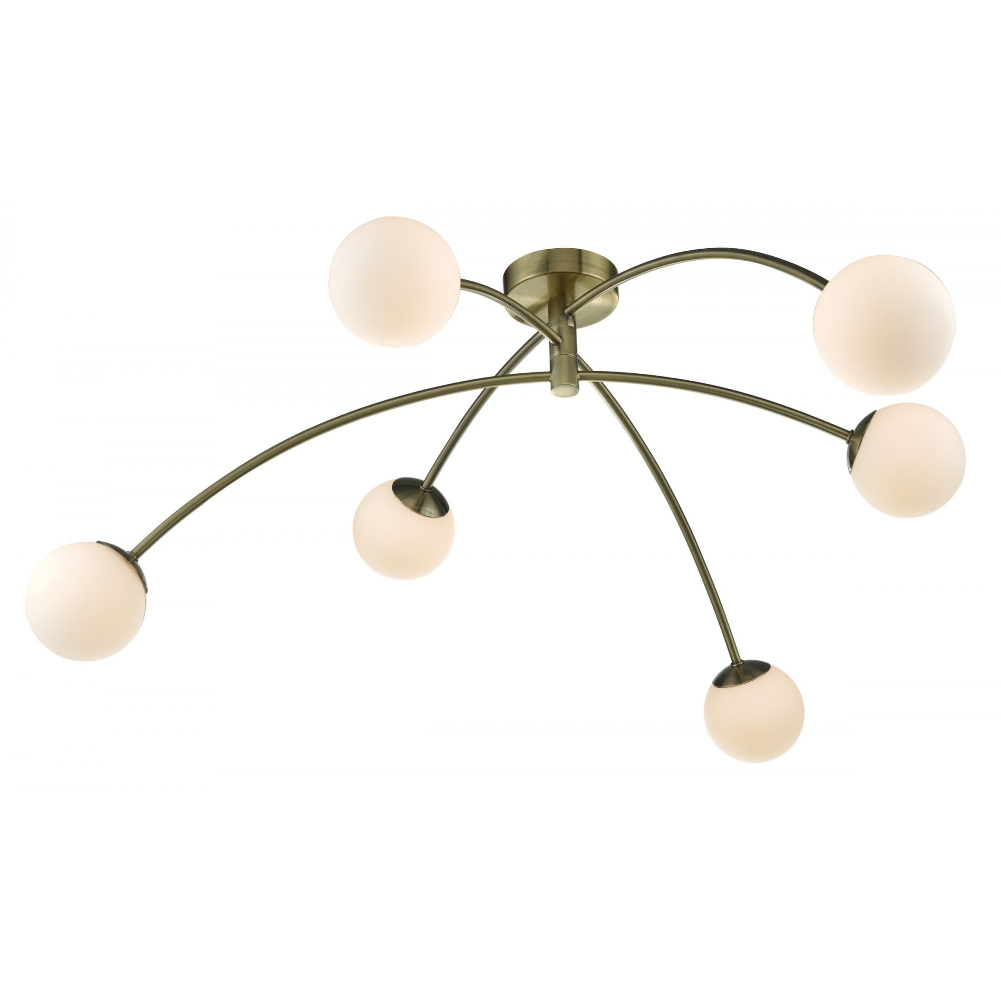 Puglia 6 Light Semi Flush Ceiling Light In Antique Brass Finish PUG6475
