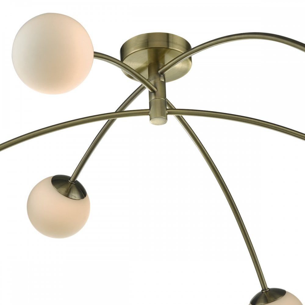 Puglia 6 Light Semi Flush Ceiling Light In Antique Brass Finish PUG6475