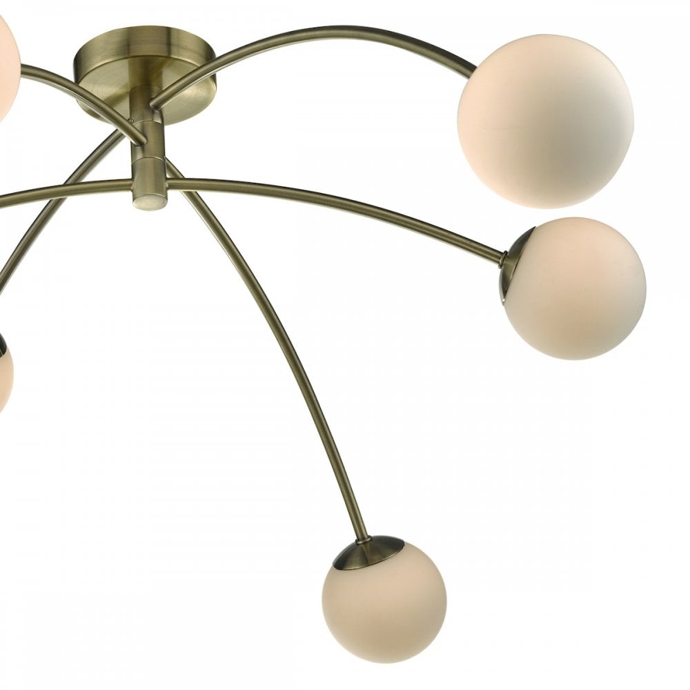 Puglia 6 Light Semi Flush Ceiling Light In Antique Brass Finish PUG6475