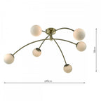Puglia 6 Light Semi Flush Ceiling Light In Antique Brass Finish PUG6475